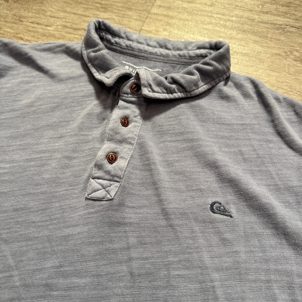 Vintage Quiksilver Polo Shirt Mens Large Gray Knit‎ 100% Cotton Skate Surf Y2k